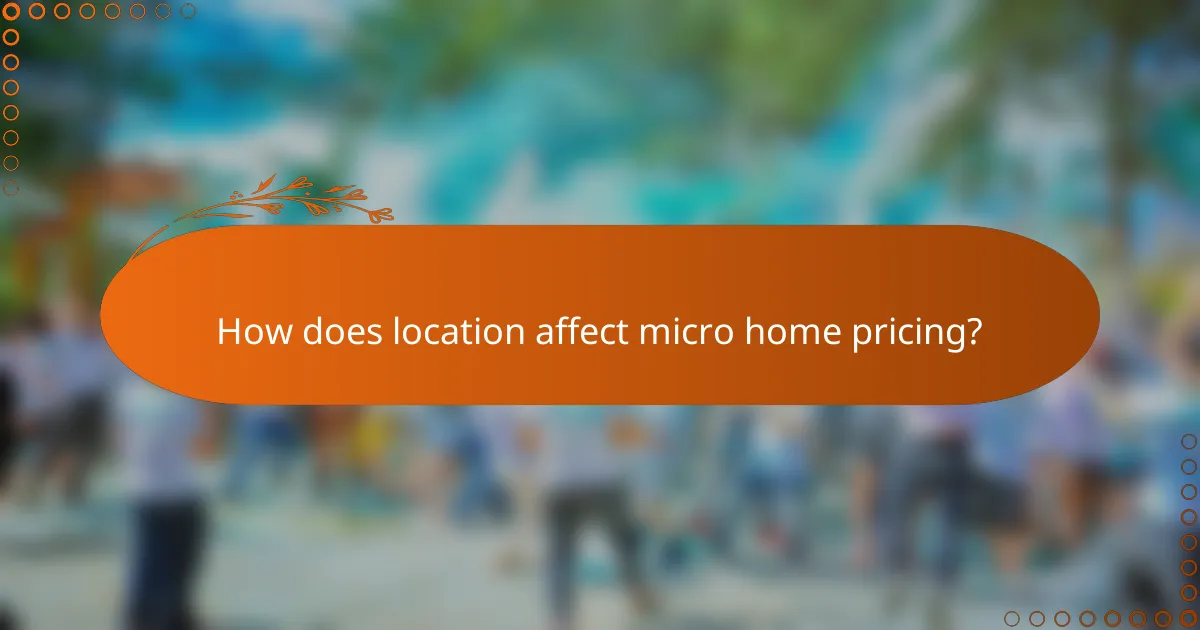 How does location affect micro home pricing?