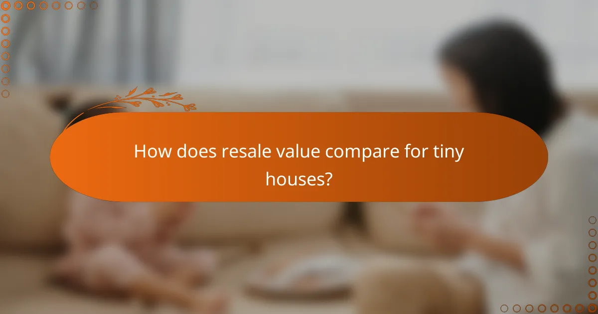 How does resale value compare for tiny houses?