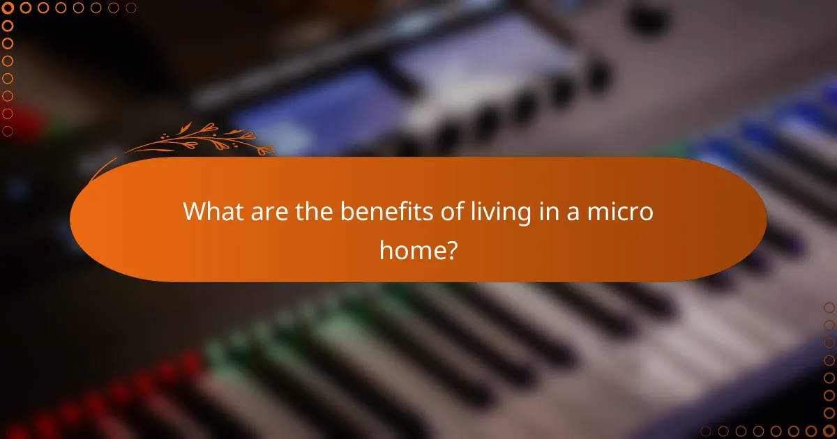 What are the benefits of living in a micro home?