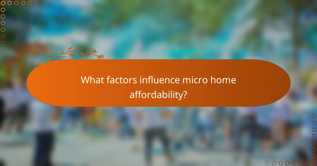 What factors influence micro home affordability?